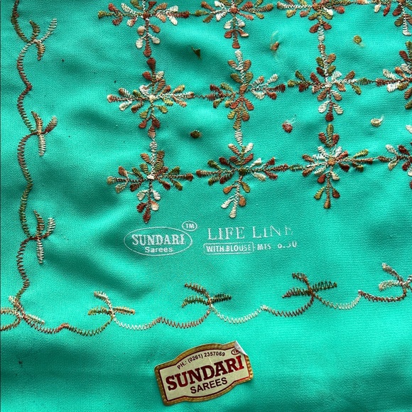 Elegant Teal Embroidered Outfit - Picture 5 of 5